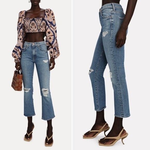 NEW Mother Denim Insider Ankle Flare Bootcut Jeans in Bloom and Doom Size 26 NWT - Picture 1 of 14